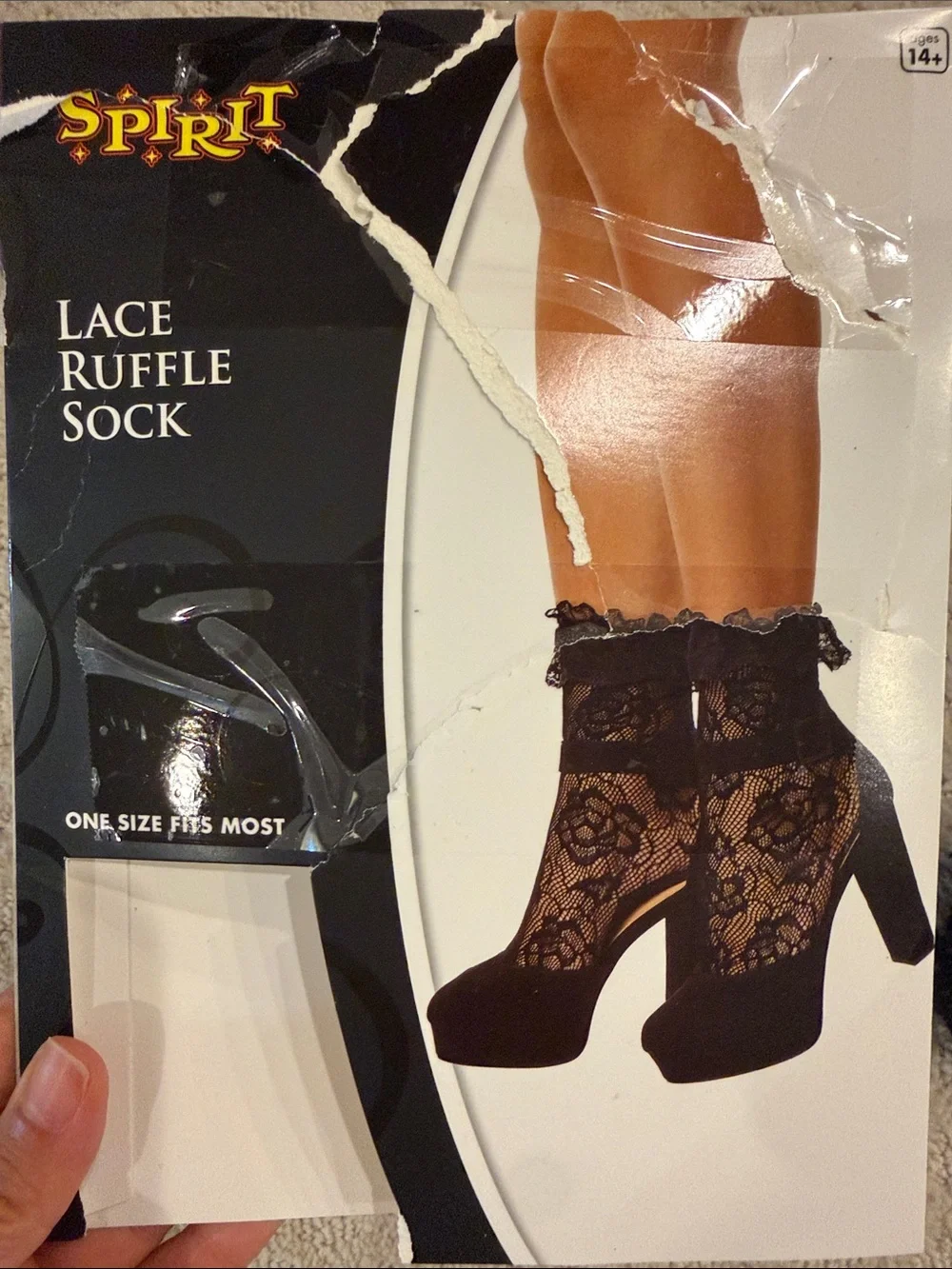 Black Lace Ruffle Socks with Sheer Lace Cuffs